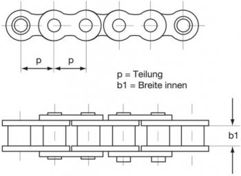 Antriebskette fürTraktor-Rasenmäher, Aufsitzmäher,  C35 3/8" x 3/16"
