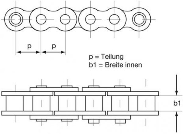 Antriebskette fürTraktor-Rasenmäher, Aufsitzmäher,  C35 3/8" x 3/16"